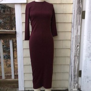 Beautiful maroon long dress with long sleeves S